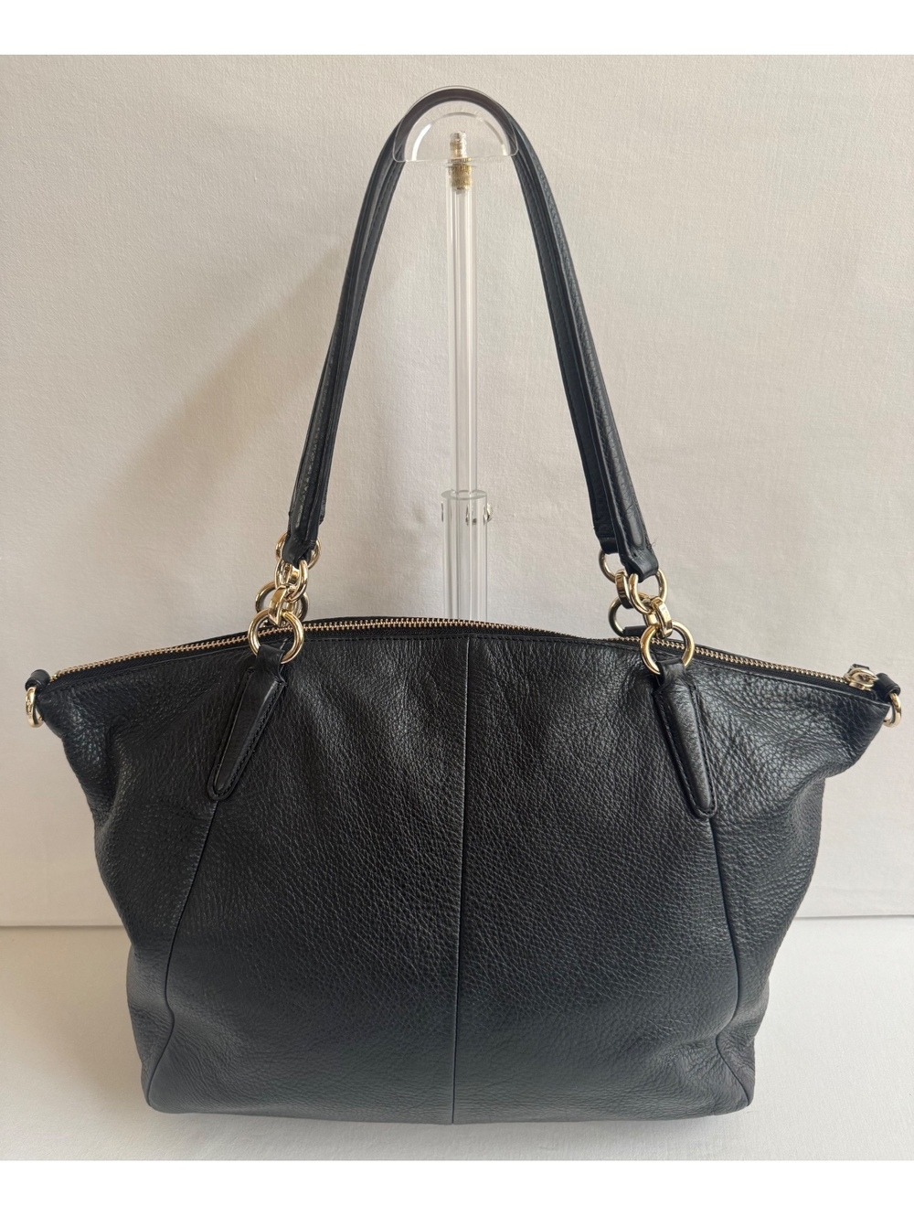 Coach Kelsey Satchel Black Pebbled Leather Gold Hardware Crossbody F36591 - Picture 2 of 16